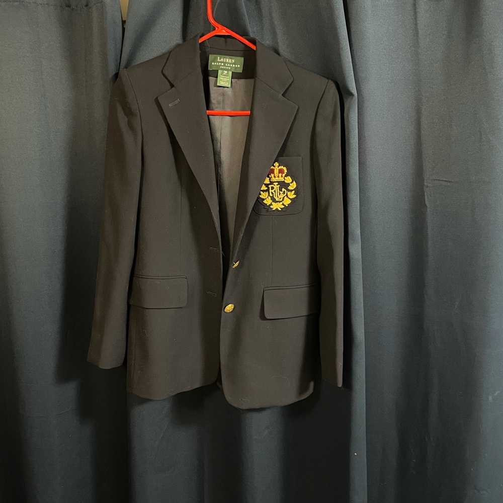 Lauren Ralph Lauren Navy Blue Crown Crest Logo Blazer